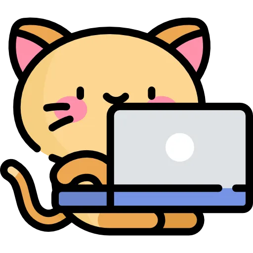 Kitty using a computer logo